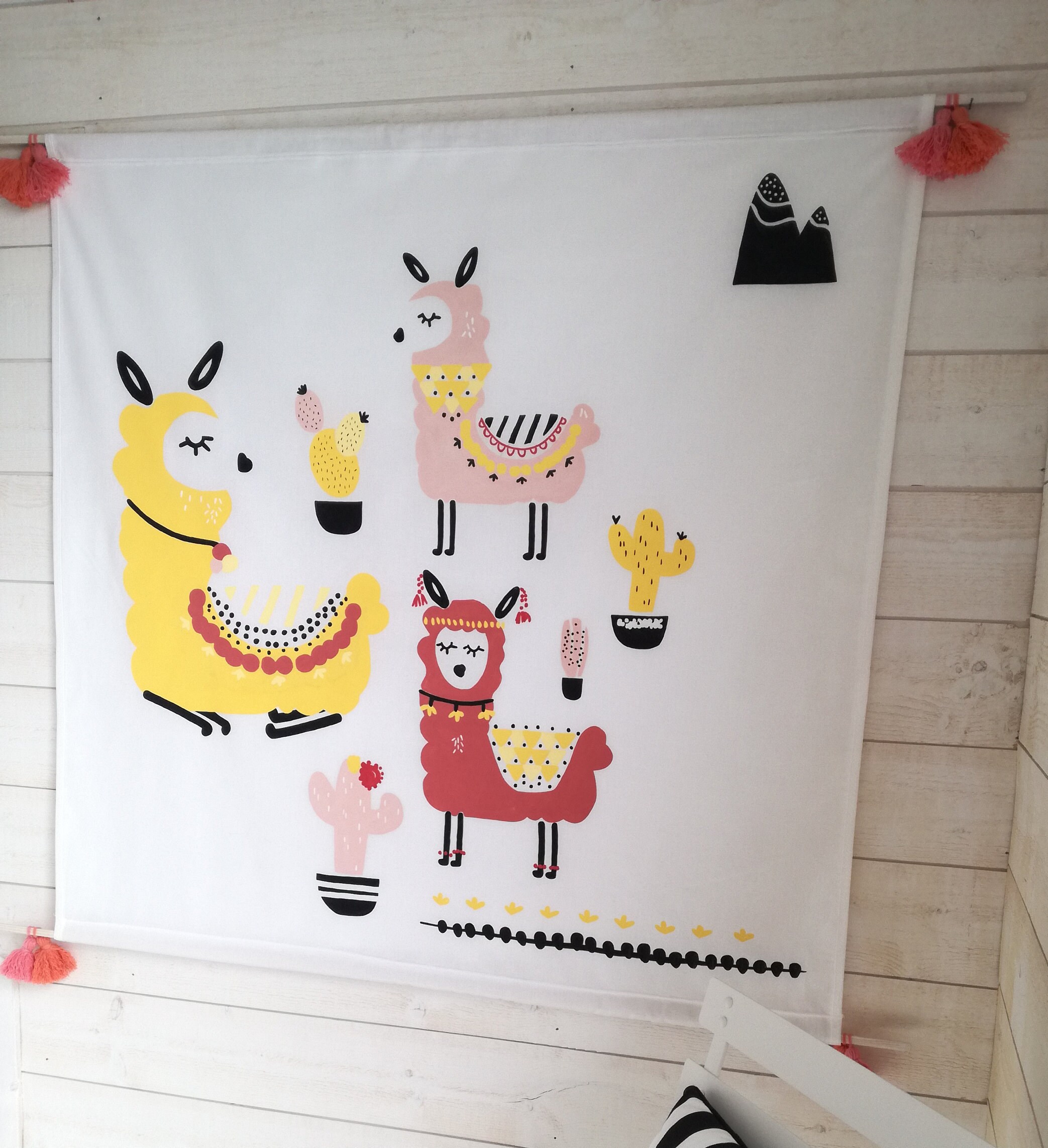 Déco Lama-Grande Toile Murale-Décoration Chambre Enfant-Peinture sur Tissu