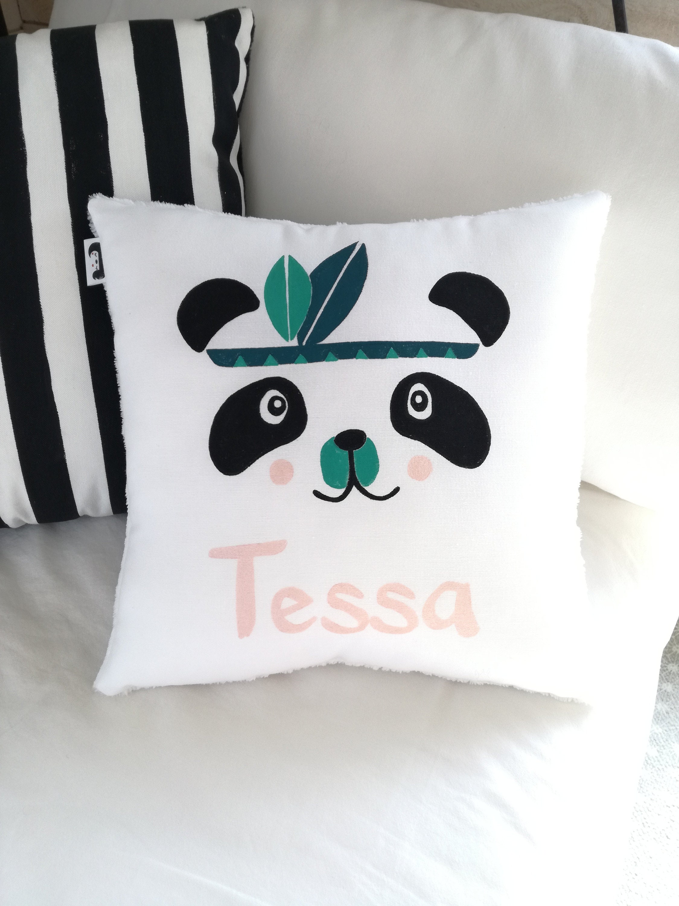 Coussin Panda Personnalisable Prénom Déco Chambre Bébé