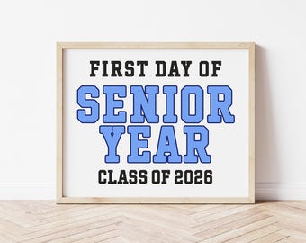 Letrero del primer día del último año de secundaria Letrero del último primer día de universidad Letrero de escuela secundaria 12.º grado Regreso a clases Clase de 2026 Descarga instantánea Imprimible CL25