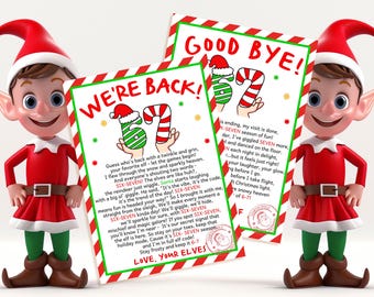 Paquete de cartas de elfo 67, "Estamos de vuelta" 67, Juego de cartas de despedida de elfo, Meme de tendencia Six Seven, Carta de llegada de elfo 67, Kit de despedida imprimible CR25R