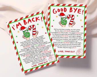 Paquete de cartas de 67 elfos, carta de regreso de 6/7 elfos, juego de cartas de despedida de elfos, meme de tendencia de Six Seven, llegada de 6/7, kit de despedida imprimible CR25R