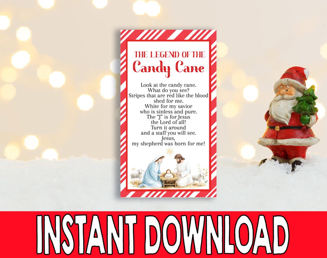 Legend of the Candy Cane Printable Tags, Kids Christian Treat Tag ...