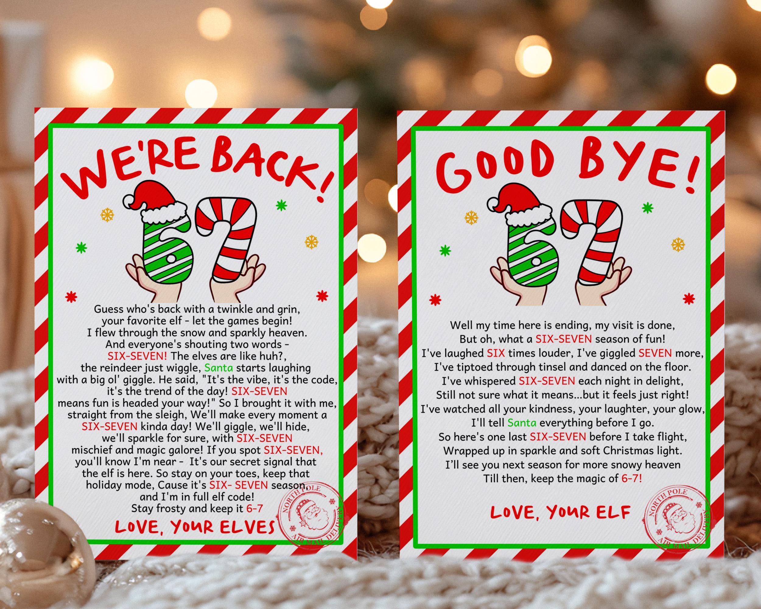 67 Elf Letter Bundle, 6 7 We're Back, Goodbye Elf Letter Set, Six Seven ...