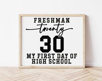 Letrero del primer día de primer año de secundaria, Letrero de noveno grado, Clase de 2030, Primer día de noveno grado de secundaria, Regreso a clases Descarga instantánea Imprimible CL26