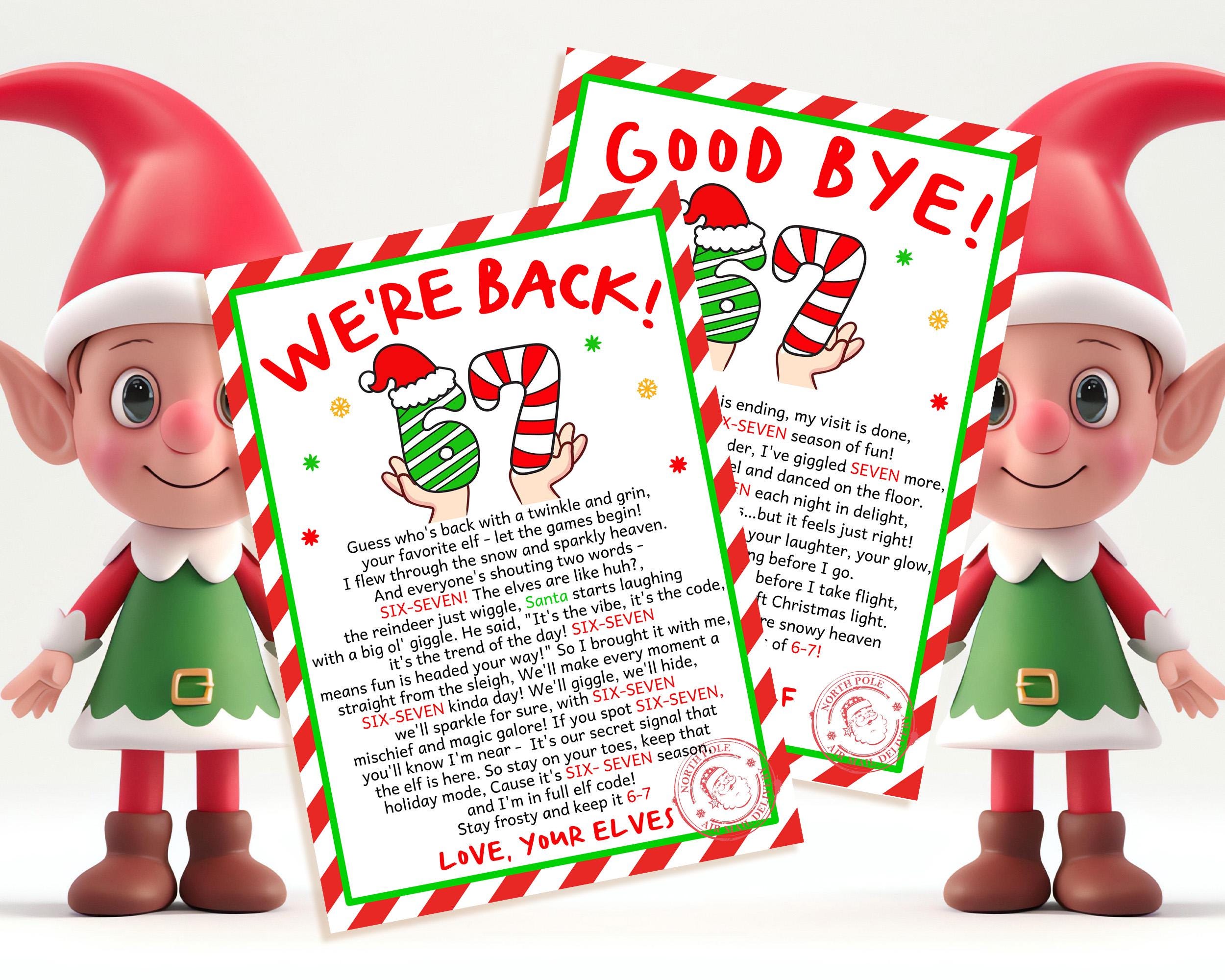 67 Elf Letter Bundle, 6 7 We're Back, Goodbye Elf Letter Set, Six Seven ...