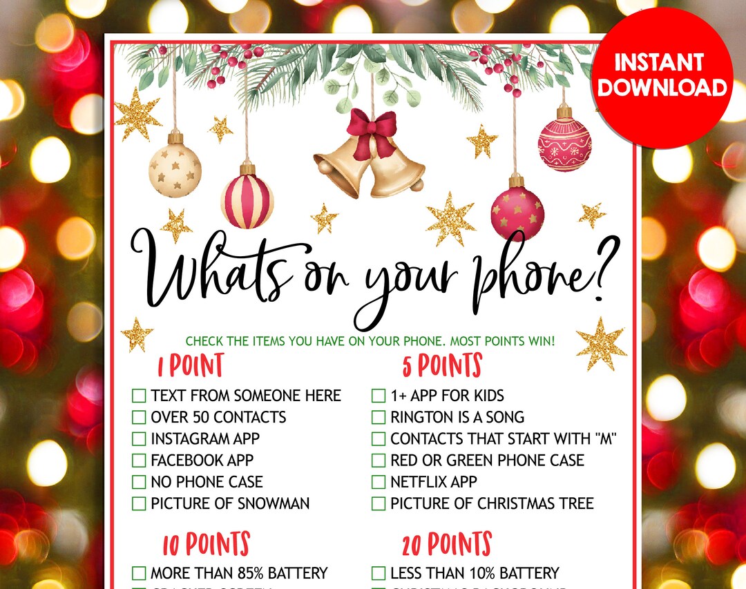 Holiday Party Whats on Your Phone Christmas Games Fun Family Kids and ...