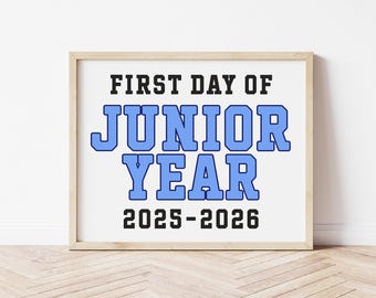 Letrero para el primer día del penúltimo año de universidad, letrero para el primer día de secundaria, letrero azul para el 11.º grado, regreso a clases, promoción de 2027, descarga instantánea, imprimible CL25