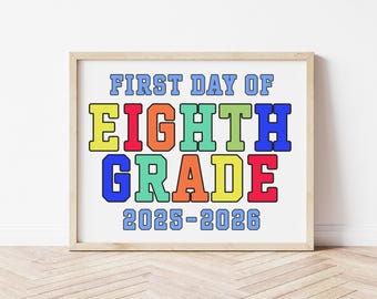Letrero de mi último primer día de octavo grado Letrero de clase de octavo grado Regreso a clases Niño Secundaria Escuela secundaria Descarga instantánea Imprimible CL25