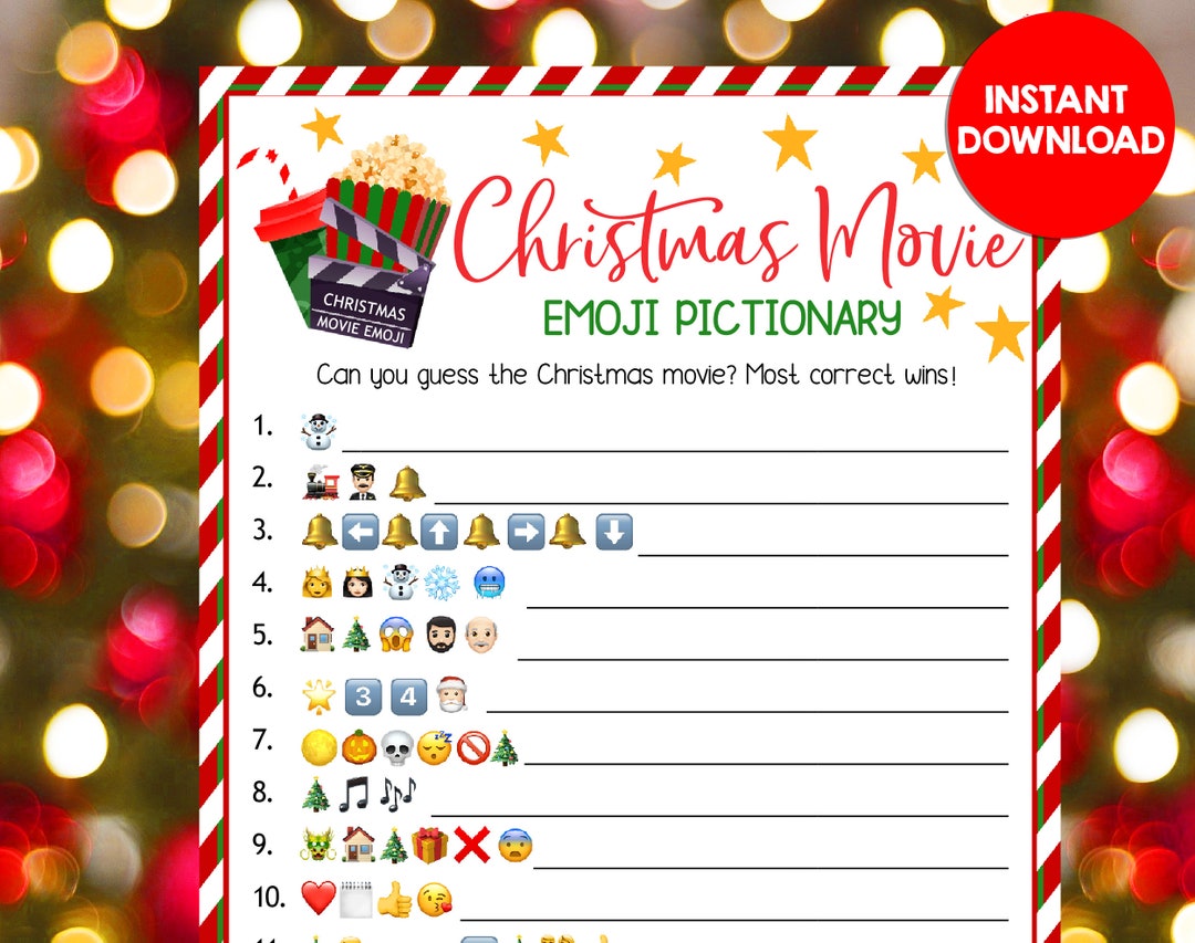 Christmas Games Movie Emoji Pictionary Fun Holiday Party Family Kids Adult Quiz Activity Puzzle