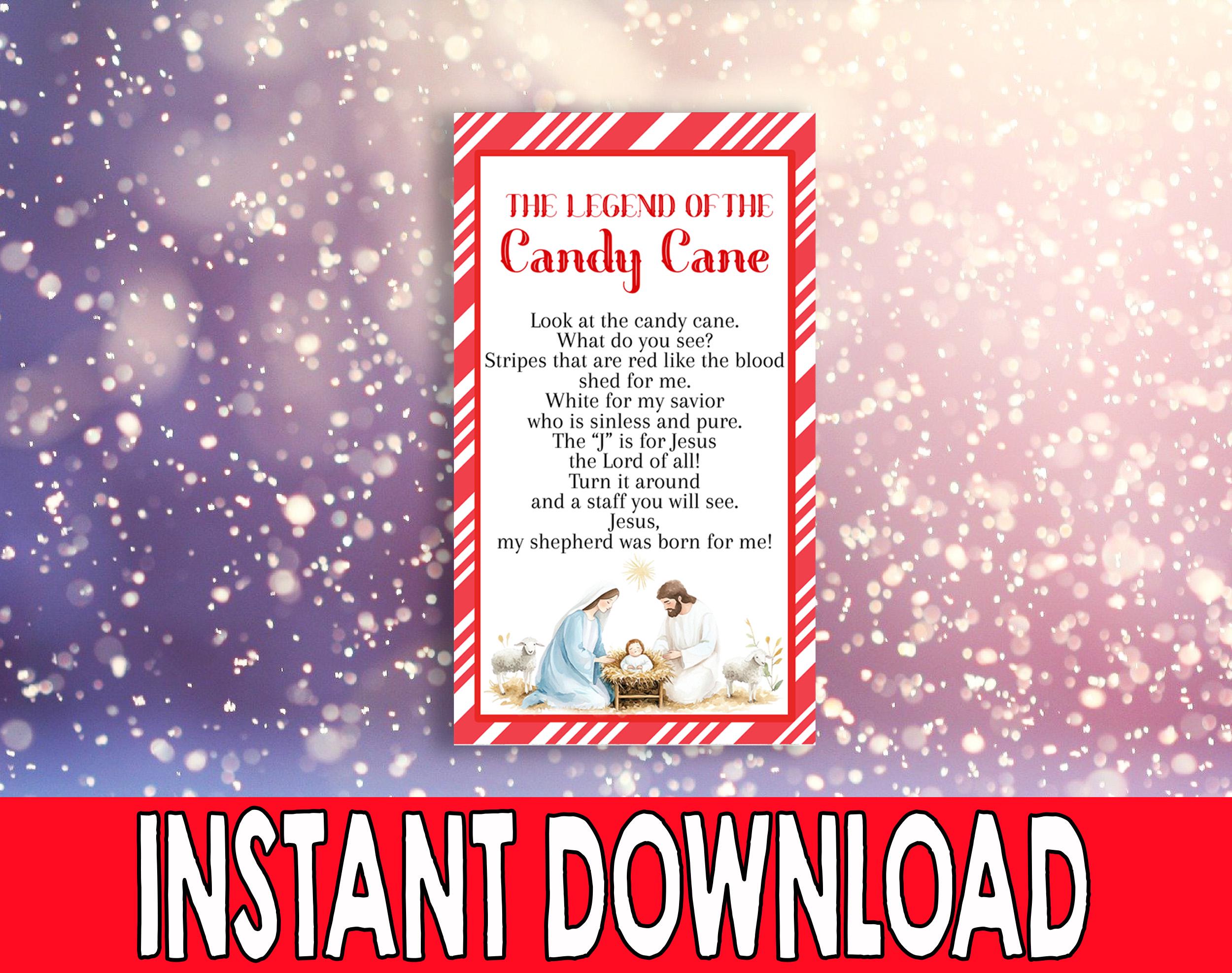 Legend of the Candy Cane Printable Tags, Kids Christian Treat Tag ...