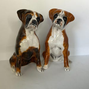 Personalised Boxer dog salt and pepper shakers.Hand sculpted.Large size.