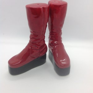 Ziggy Stardust Red Boots Salt and Pepper Shaker set. Glam Rock Platform Boots. image 10