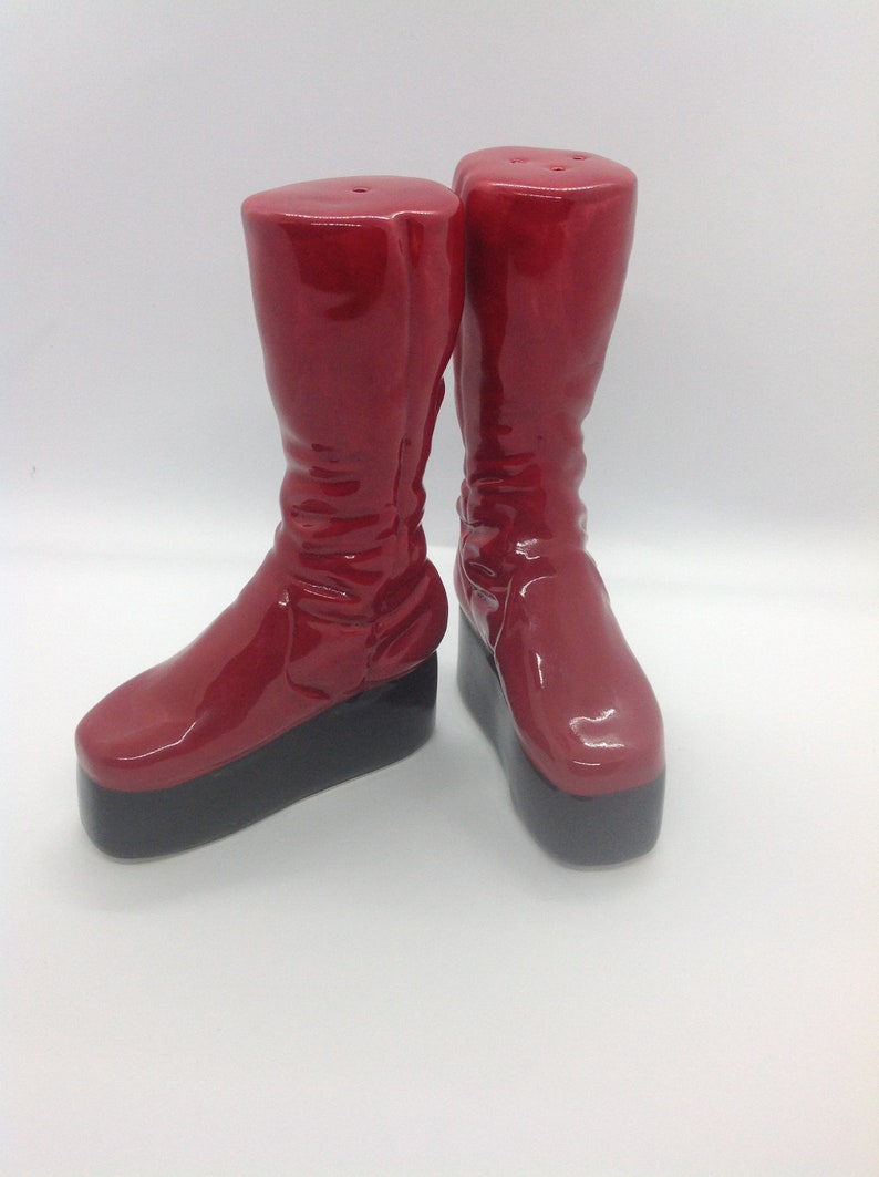 Ziggy Stardust Red Boots Salt and Pepper Shaker set. Glam Rock Platform Boots. image 10