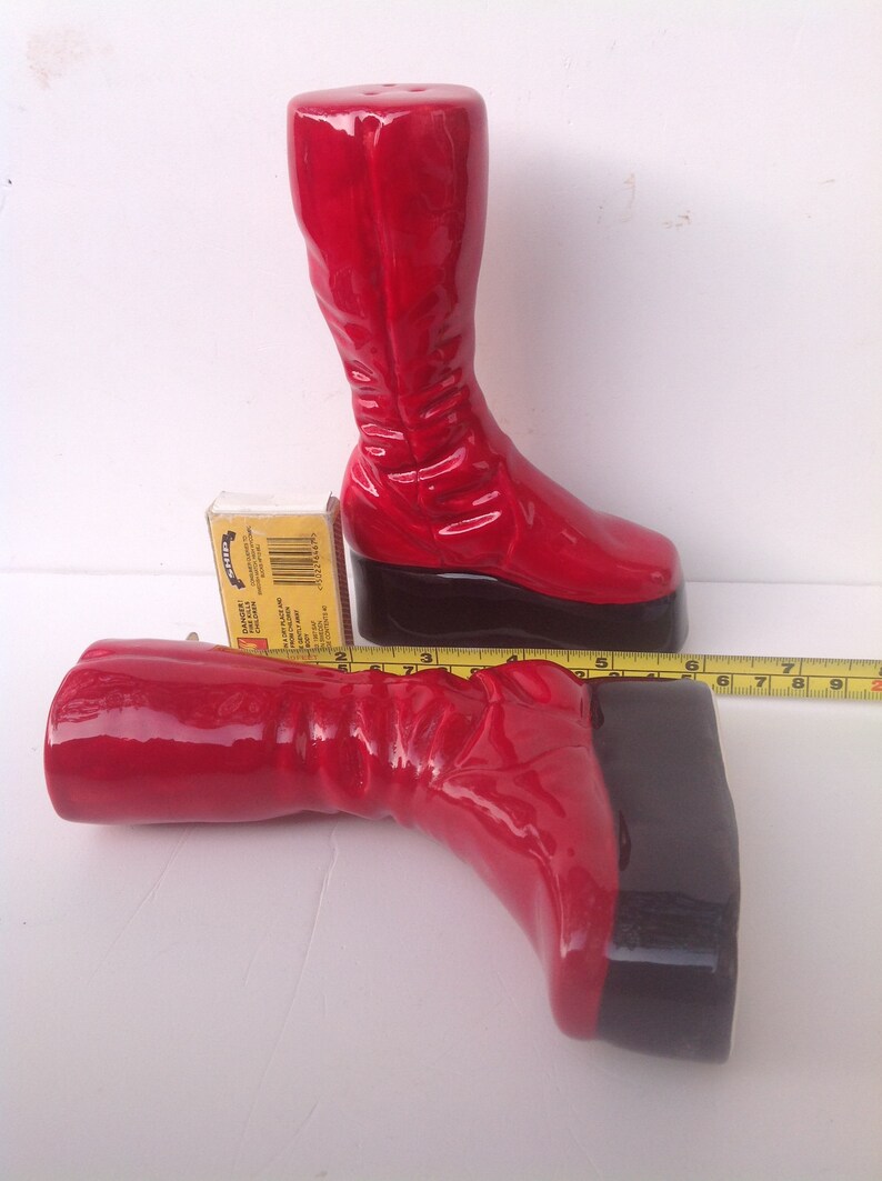 Ziggy Stardust Red Boots Salt and Pepper Shaker set. Glam Rock Platform Boots. image 3