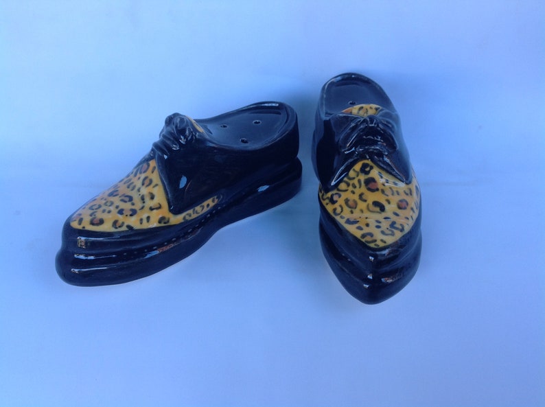 Rockabilly creepers salt and pepper sets.Leopard Skin/ Black. image 1