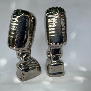 Retro microphone salt and pepper set.Music gift.The ‘Elvis ‘ mike!