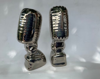 Retro microphone salt and pepper set.Music gift.The ‘Elvis ‘ mike!