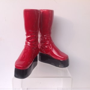 Ziggy Stardust Red Boots Salt and Pepper Shaker set. Glam Rock Platform Boots. image 1