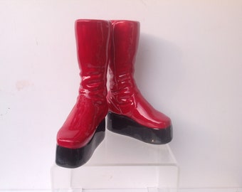 Ziggy Stardust Red Boots Salt and Pepper Shaker set. Glam Rock Platform Boots.