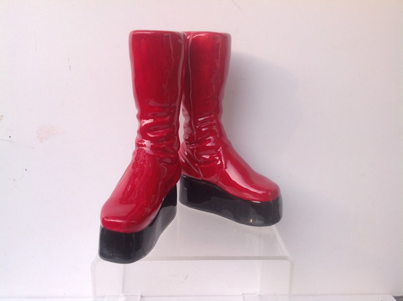 Ziggy Stardust Red Boots Salt and Pepper Shaker set. Glam Rock Platform Boots. image 1