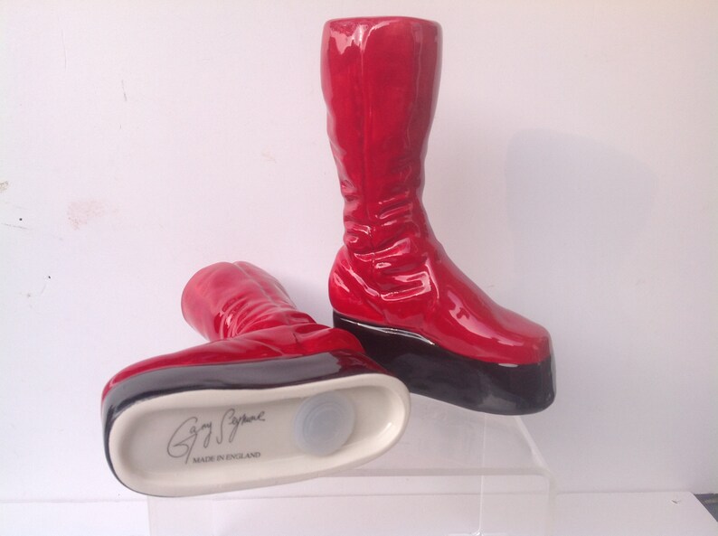 Ziggy Stardust Red Boots Salt and Pepper Shaker set. Glam Rock Platform Boots. image 2