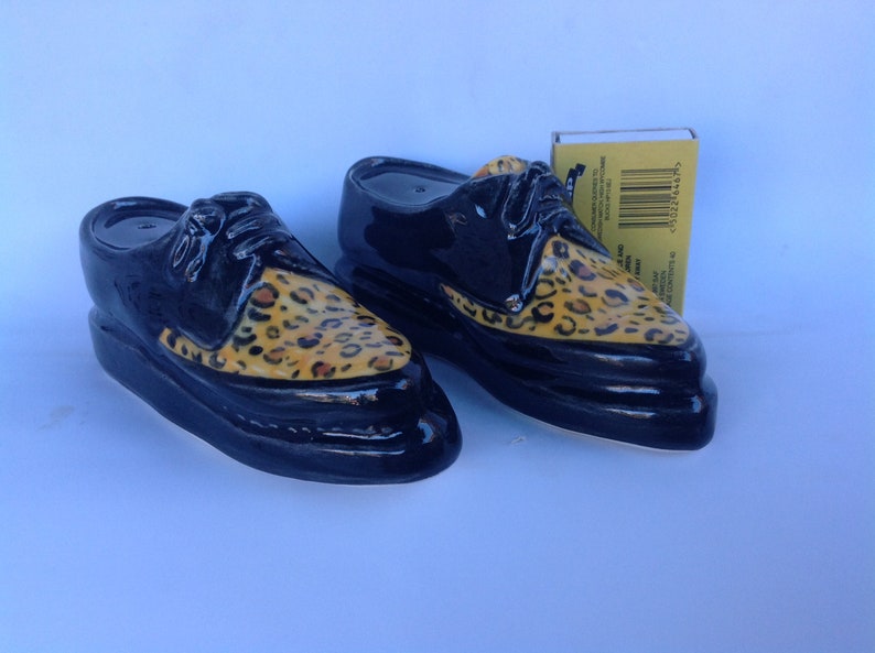 Rockabilly creepers salt and pepper sets.Leopard Skin/ Black. image 5