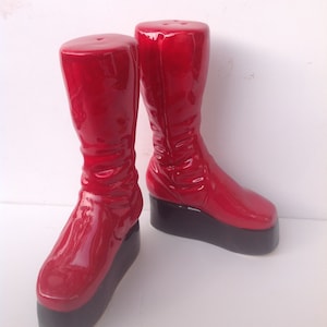 Ziggy Stardust Red Boots Salt and Pepper Shaker set. Glam Rock Platform Boots. image 5