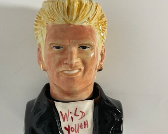 Billy Idol salt and pepper shaker set.Punk Rocker  ceramic portrait bust.’Wild Youth!’