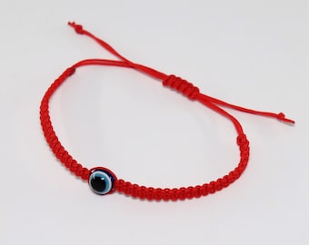 Evil Eye Böser Blick Schutz Makramee Armband Freundschaftsarmband Rot 27 cm