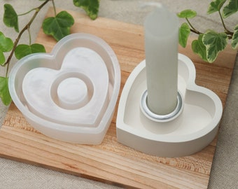 Silikonform Kerzenständer Herz Form Gießform für Raysin ca. 7,5 x 7,5 cm