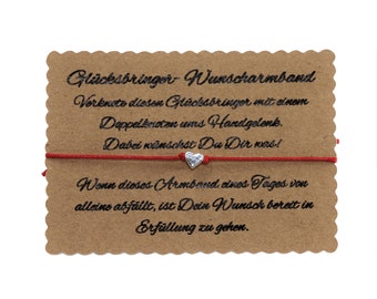 Wunscharmband make a wish Armband Freundschaft Liebe Glücksbringer Herz Rot