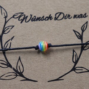 Wünsch Dir was Wunscharmband Freundschaft Armband Regenbogen Perle Schwarz Bild 3