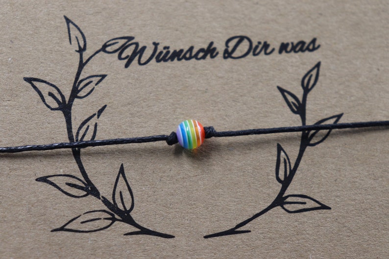 Wünsch Dir was Wunscharmband Freundschaft Armband Regenbogen Perle Schwarz Bild 3