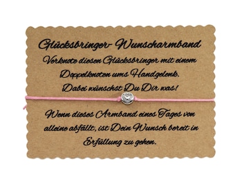 Wunscharmband make a wish Freundschafts Armband Liebe Glück Herz rund Rosa