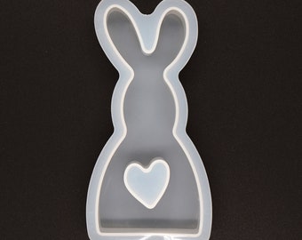 Silikonform Hase mit Herz Gießform Ostern Kaninchen Deko für Raysin ca. 12,5 cm
