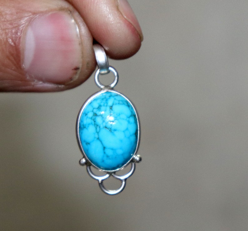 Turquoise Gemstone Pendant-Silver pendant-Birthstone Pendant Gift to her Turquoise jewelry Turquoise Necklace Pendant