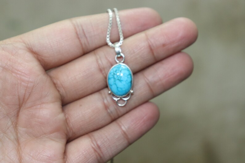 Turquoise Gemstone Pendant-Silver pendant-Birthstone Pendant Gift to her Turquoise jewelry Turquoise Necklace Pendant