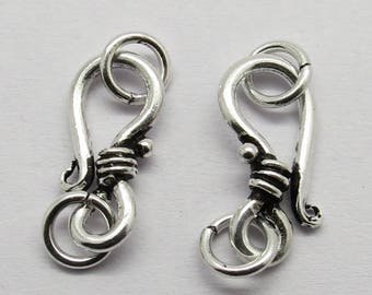 5 pcs 17mm sterling silver S hook clasps CSS202