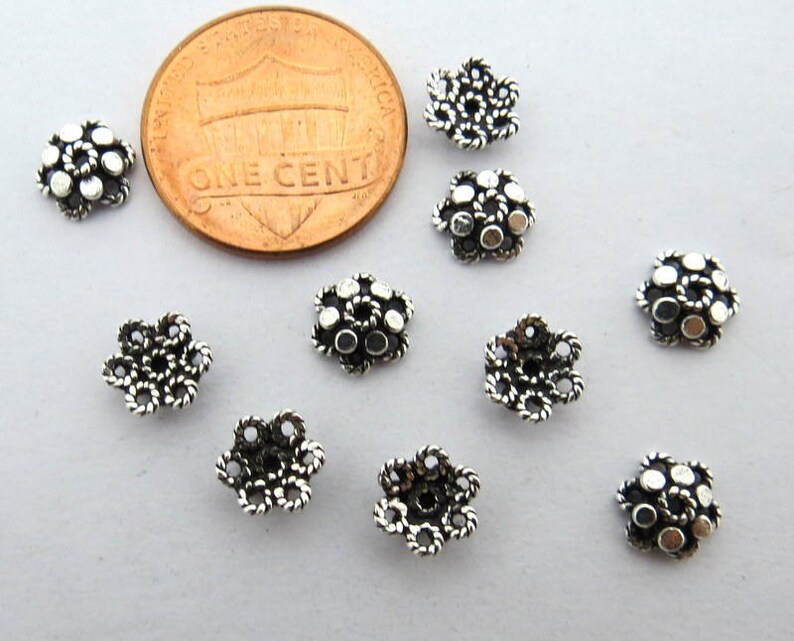 10 Pieces 925 Sterling Silver Bead Caps 7mm Round Etsy