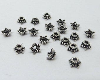 20 Pieces 925 Sterling Silver Beads Bali Silver Beads Star Cap 5mm Round 22K Gold Vermeil Beads Cap