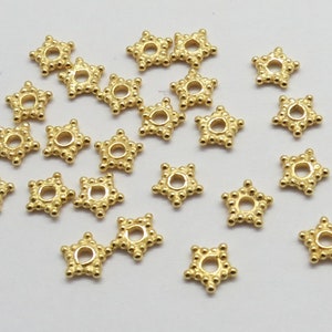 20 Pieces 22K Gold Vermeil Beads Spacer 925 Sterling Silver Star Spacers Bali Silver Beads  5mm Round