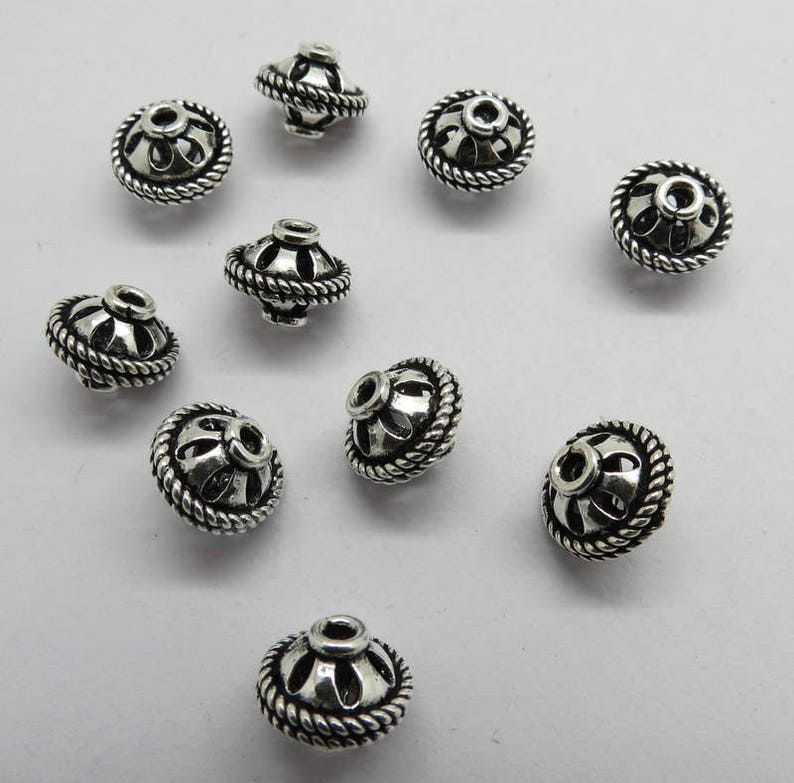10 Pieces 925 Sterling Silver Beads Round 10mm Etsy