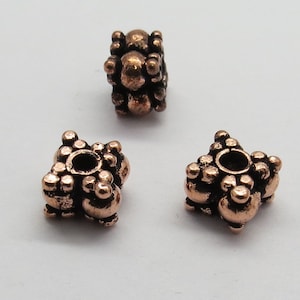 10 Pieces Beads Spacers Solid Copper Beads  6.5mm Square Handmade Beads
