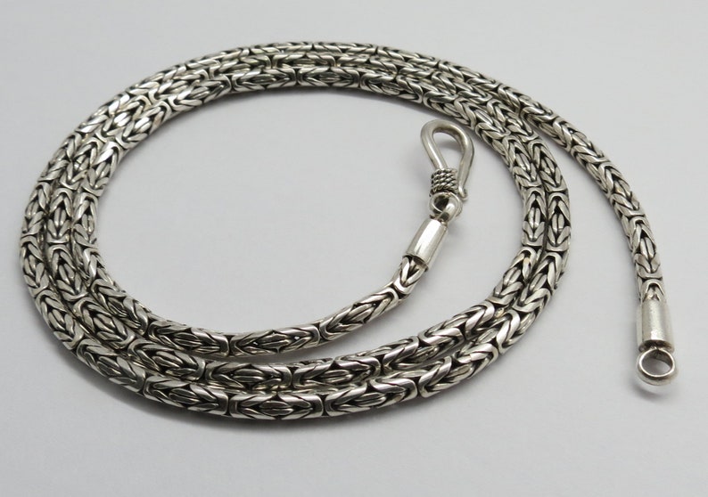 925 Sterling Silver Chain Bali Silver Byzantine Chain 55 Cm | Etsy