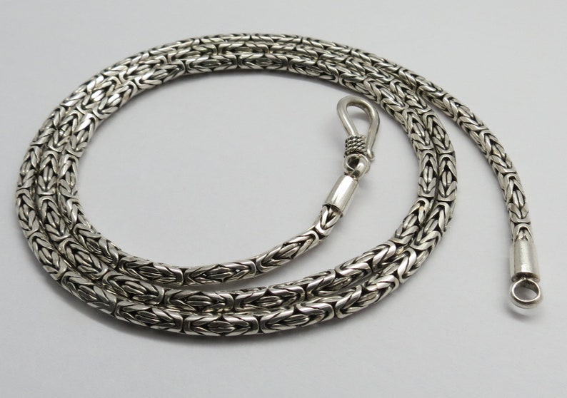 925 Sterling Silver Chain Bali Silver Byzantine Chain 55 Cm Etsy