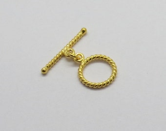 1 Piece Toggle Clasp Hook 22K Gold Vermeil 925 Sterling Silver Bali Clasp Hooks