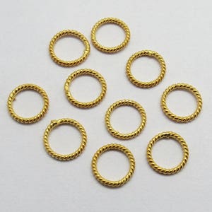 10 Pieces Jump Rings Closed 22K Gold Vermeil 925 Sterling Bali Silver Links 8mm Twisted Wire Bright
