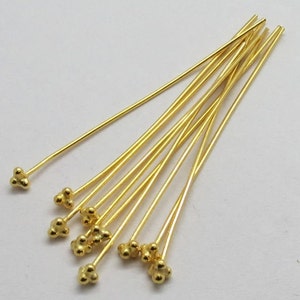 10 Pieces Headpins 22K Gold Vermeil 925 Sterling Silver 50mm Long Bali Silver Findings Headpin 22 Gauge wire