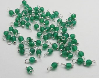 Dangle Charms Wire Wrapped Pendant Emerald Green Onyx Small Dangle Charm Pendant Natural Gemstone 10 Pieces OnyxDangles