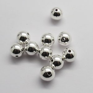 Perles rondes en argent Sterling 925 de 8mm, boules d&#39;argent sans couture faites à la main, pour la fabrication de bijoux, 4 pièces